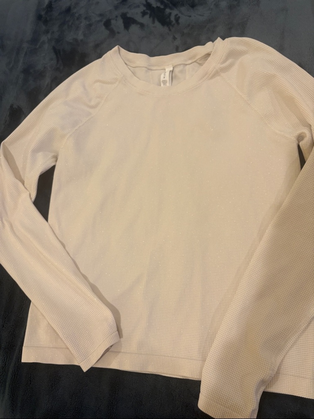Athleta Cream Waffle Knit Crew Neck Top